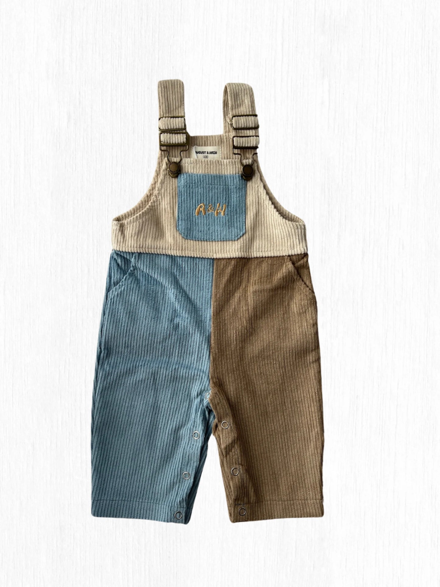 Colour Block Corduroy Overalls | Blue