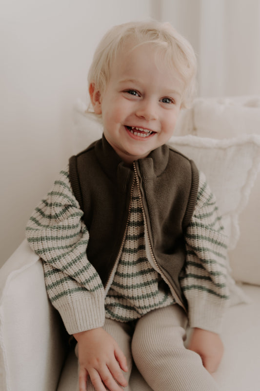 Knitted Sherpa Vest Olive