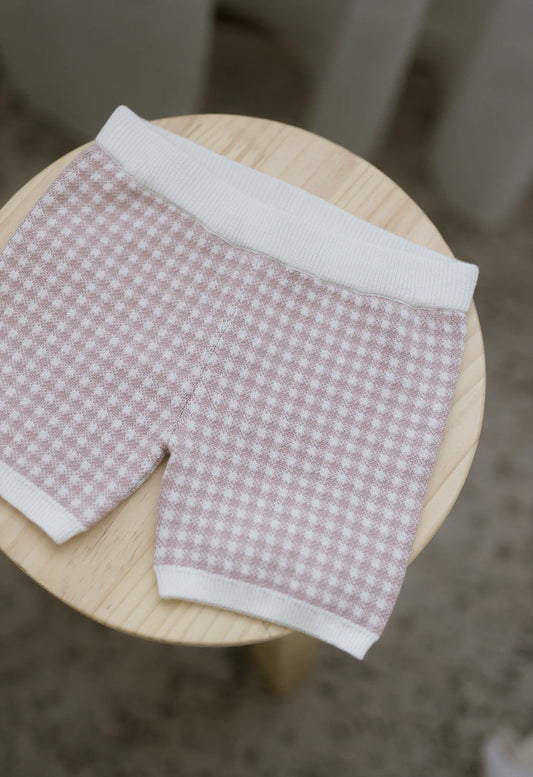 Mauve Gingham Bike Shorts