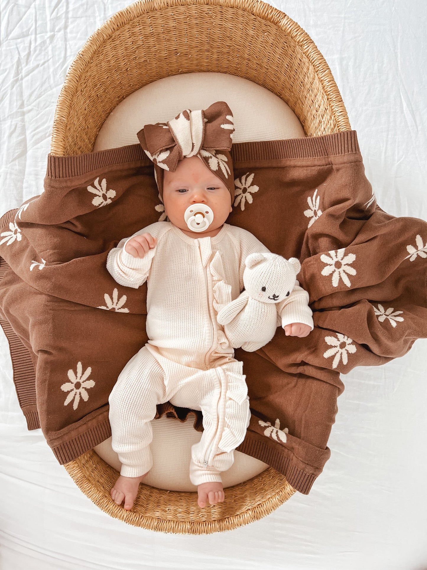 Knit Blanket | Floral Chocolate