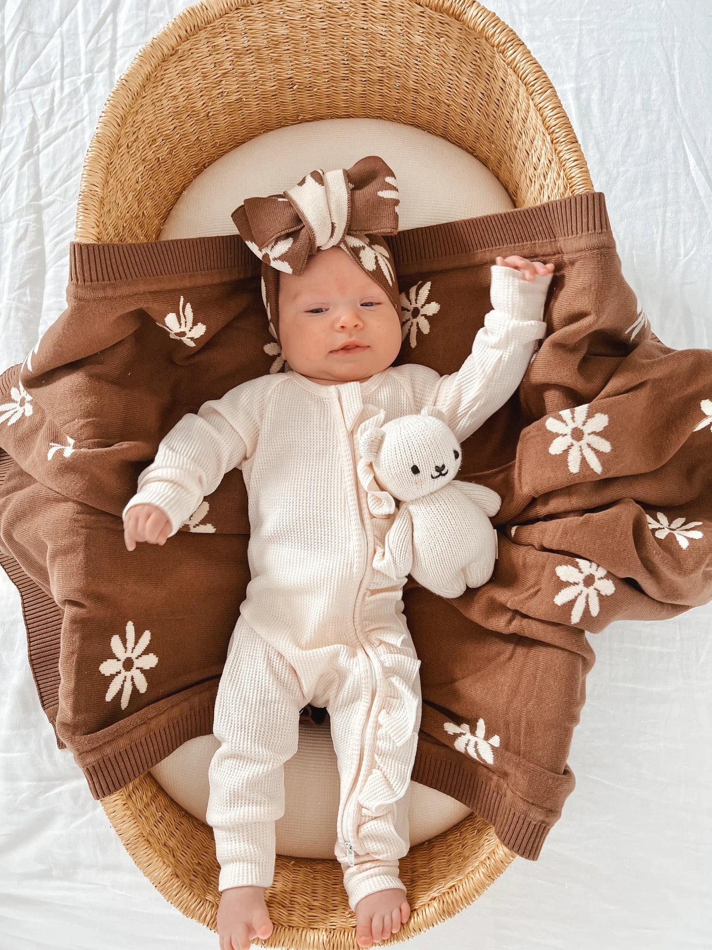 Knit Blanket | Floral Chocolate