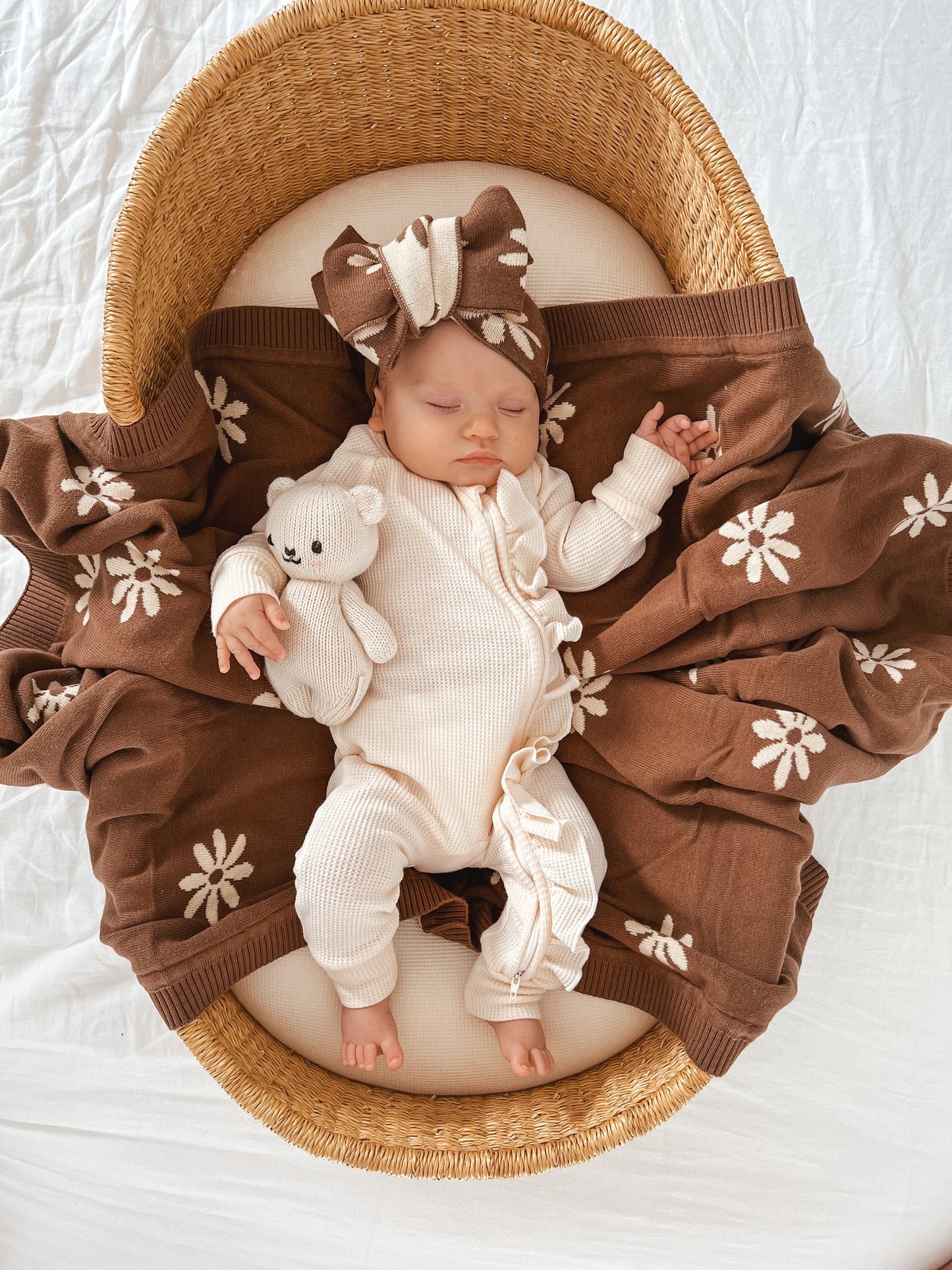 Knit Blanket | Floral Chocolate