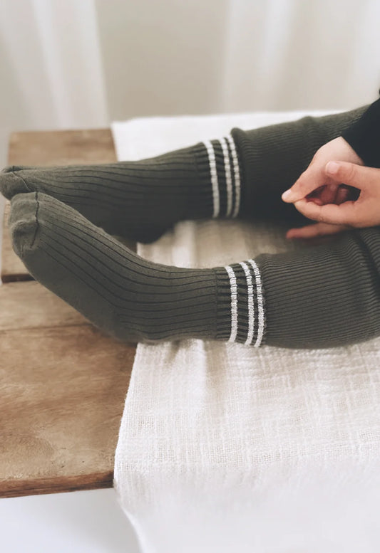 Olive Varsity Sock